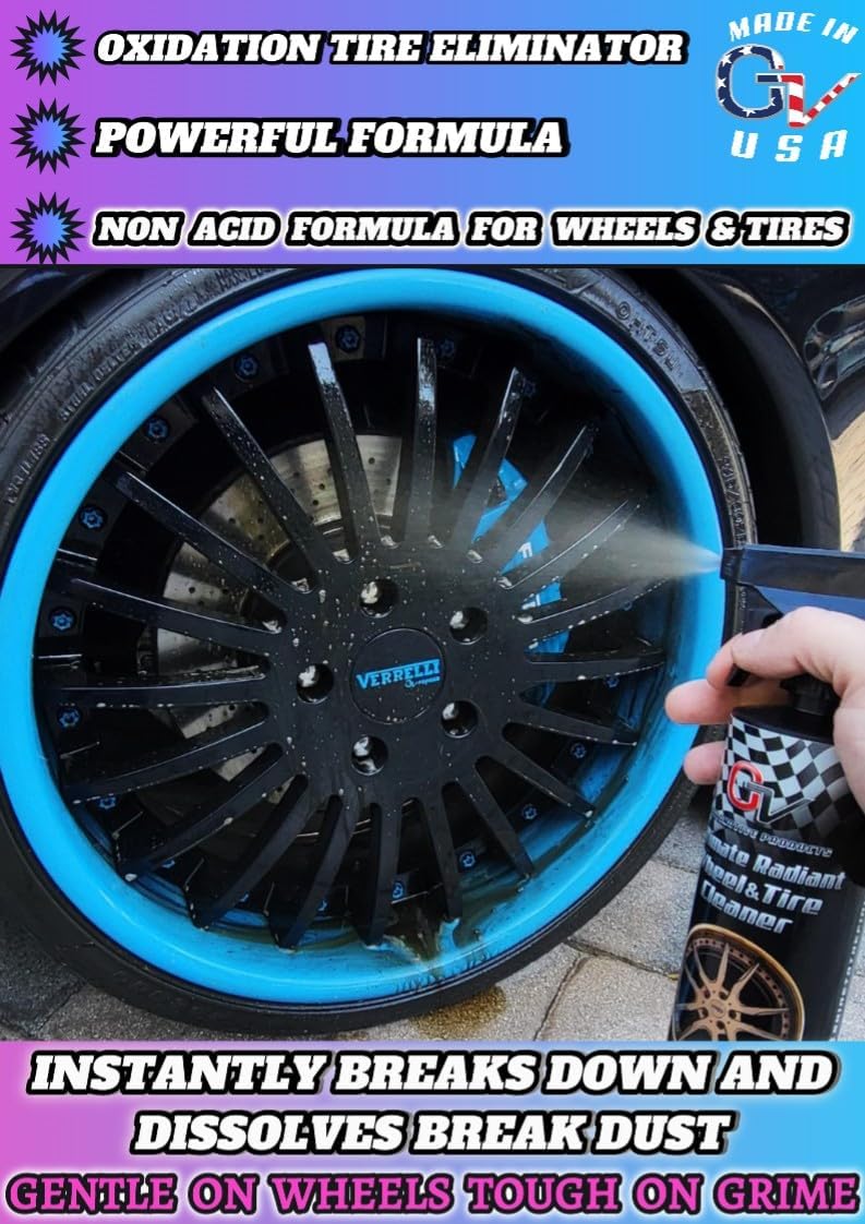 Ultimate Radiant Wheel Cleaner, Professional Grade Non-Acid Car Rim and Brake Dust Cleaner, Safe for Chrome, 3-Piece Wheels, High Shine Wheel & Rim Detail Spray, Made in USA, 1 Gallon
