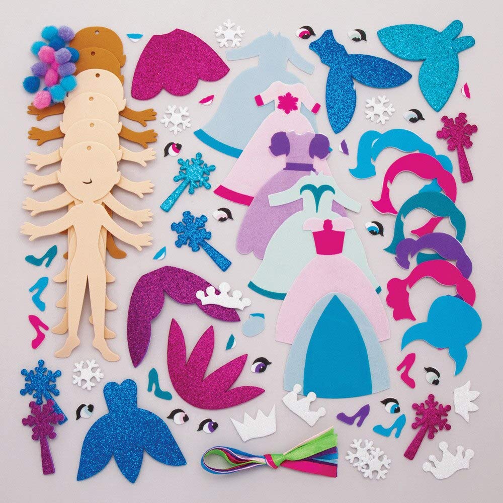 Baker Ross FX369 Kerst Feeëndeuren Bouwpakketten - Set van 4, Kerstmis Decoratie Knutselset voor Kinderen, Kinderen schuim Sticker Knutselset