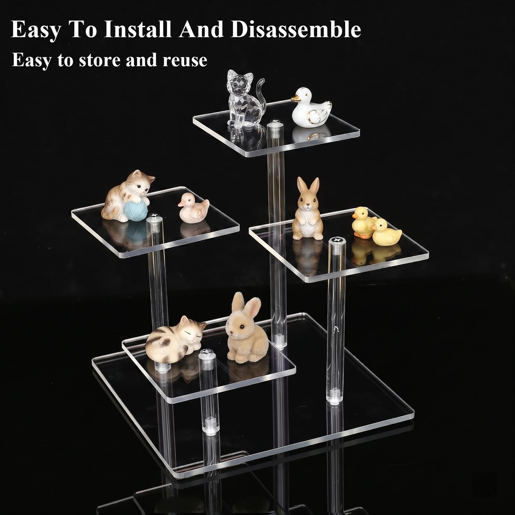 Espositore Acrilico Trasparente Alzate, 3 Livelli/4 Piastre Rialzato Espositori Trasparente per gioielli, dessert, cupcake, cosmetici, figure, collezioni, profumi
