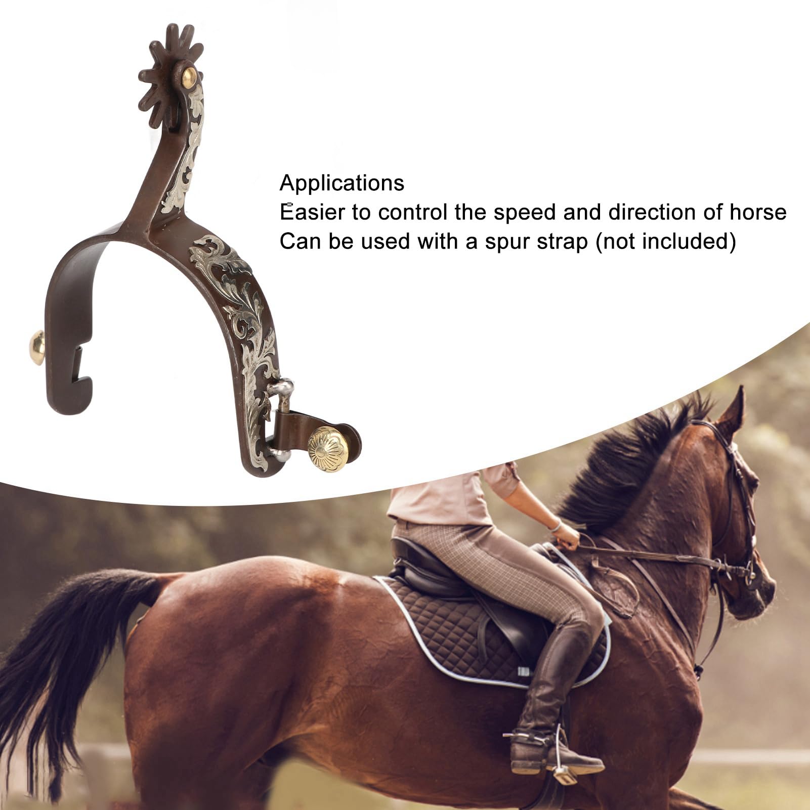 Hapividda 2pcs Western Cowboy Spurs, Bronzo Vintage in Bronzo in Bronzo a Basso Contenuto di Carbonio a Cavallo con Attrezzatura a Turno per Cavallo per Appassionati di equestri