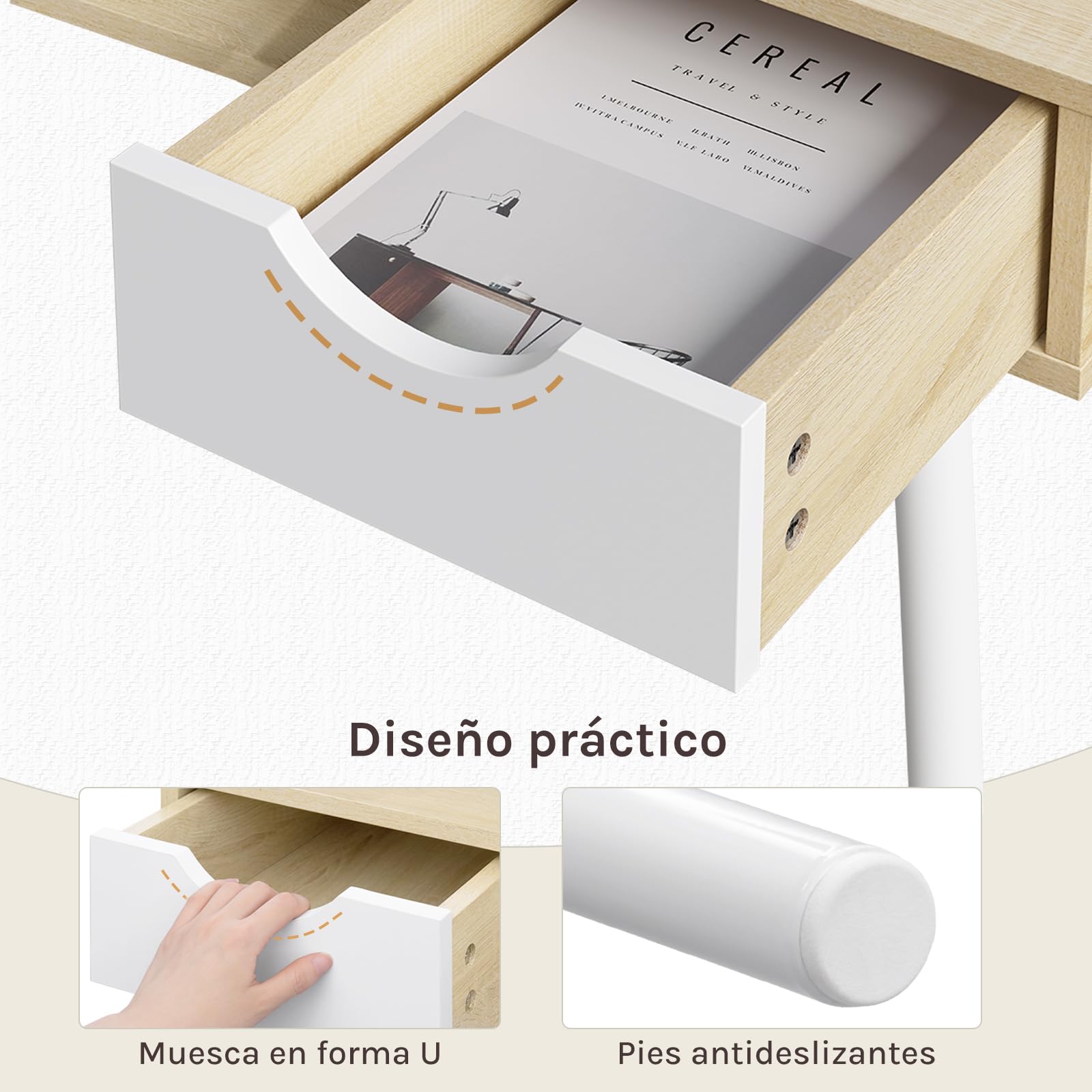 WOLTU Escritorio, Mesa PC | Con 2 Cajones y Estante Abierto, 120x58x75cm, para Salón, Estructura Acero