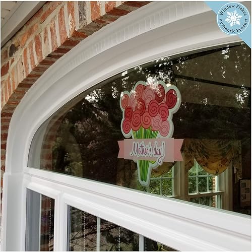 Miniatura 5 de Adhesivos decorativos para ventana del día de la madre, ramo de flores, calcomanías para ventana del día de la madre, decoración de ventana para el