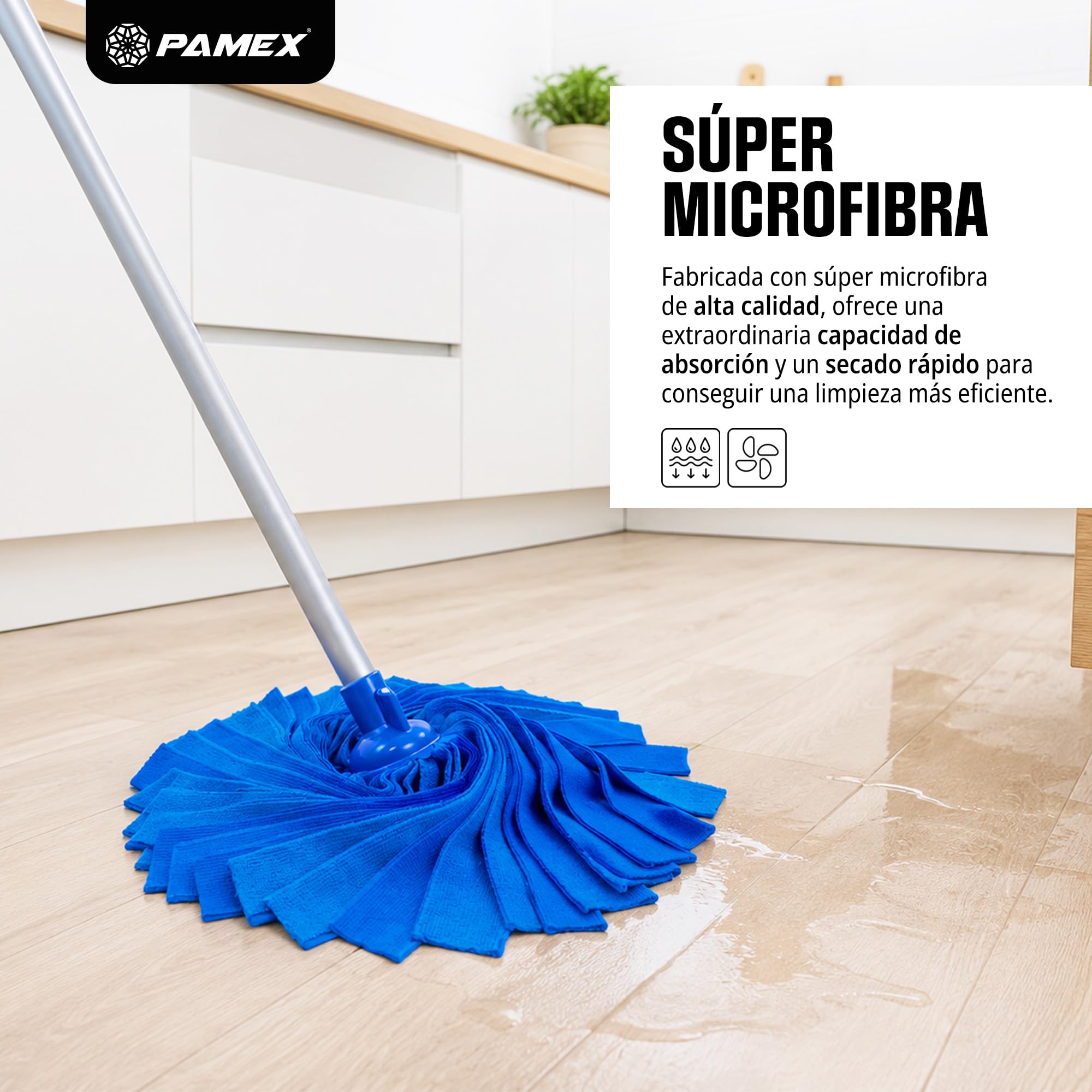 Pamex - Fregona Super Microfibra Tiras Teck - 24 Unidades