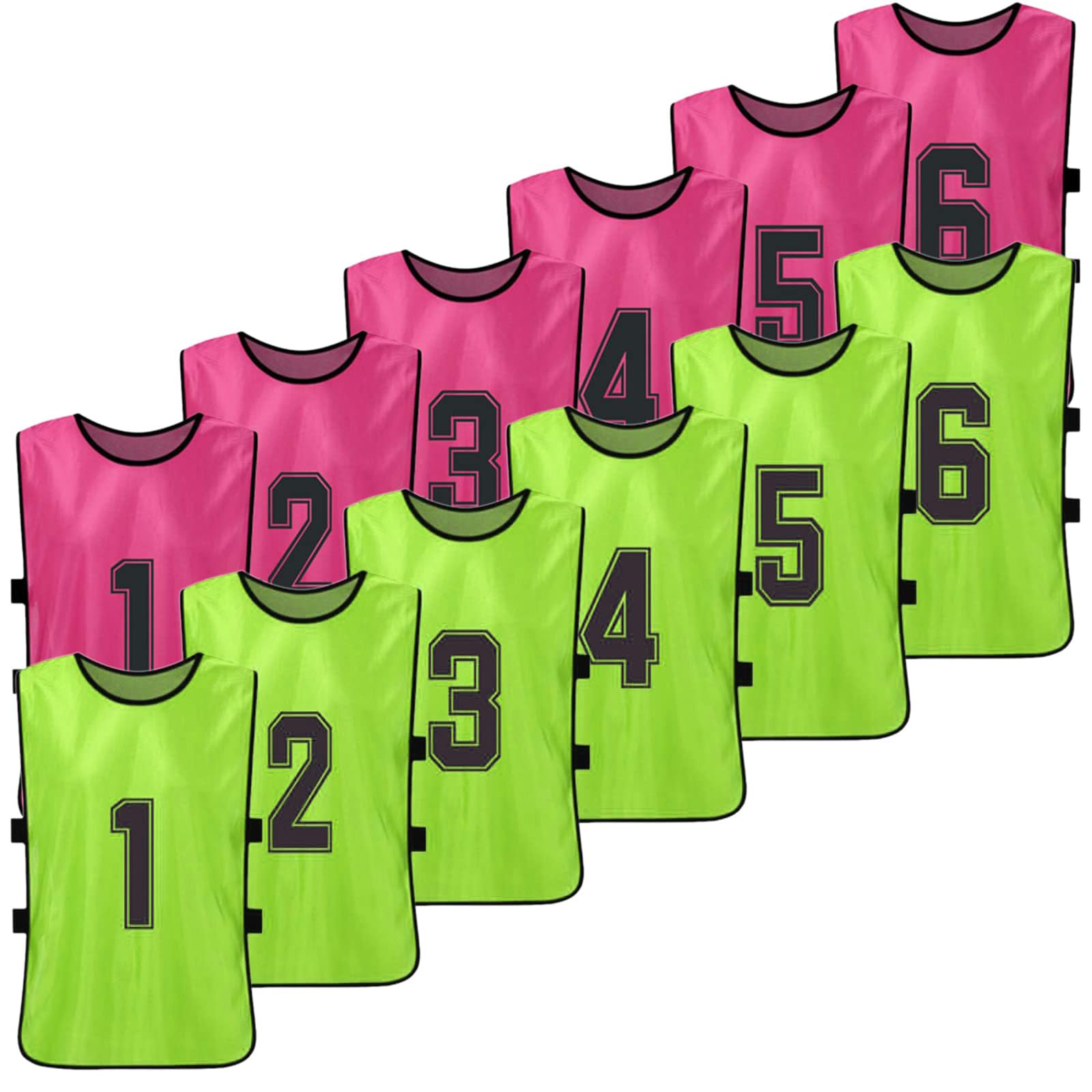 12 pezzi Gilet da Allenamento Calcio,Pettorine da Allenamento Per ragazzi e ragazze per allenamento a squadre,Scrimmage Formazione Gilet Riutilizzabile Pettorine per squadre di calcio e basket