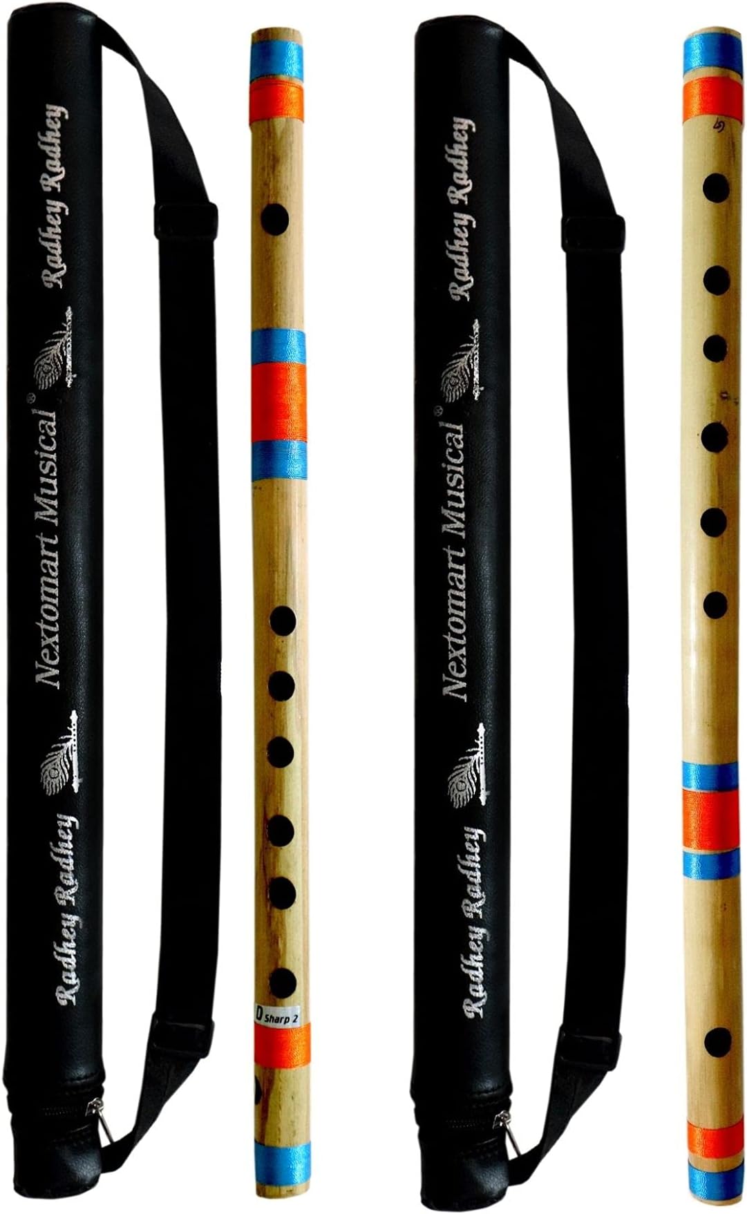 Musical Combo Flutes D Sharp 7 Hole (17 Inch) & G Scale 6 Hole (17 Inch) Bamboo Flute Bansuri with Flute Carry Bag Free By Indian Collectible