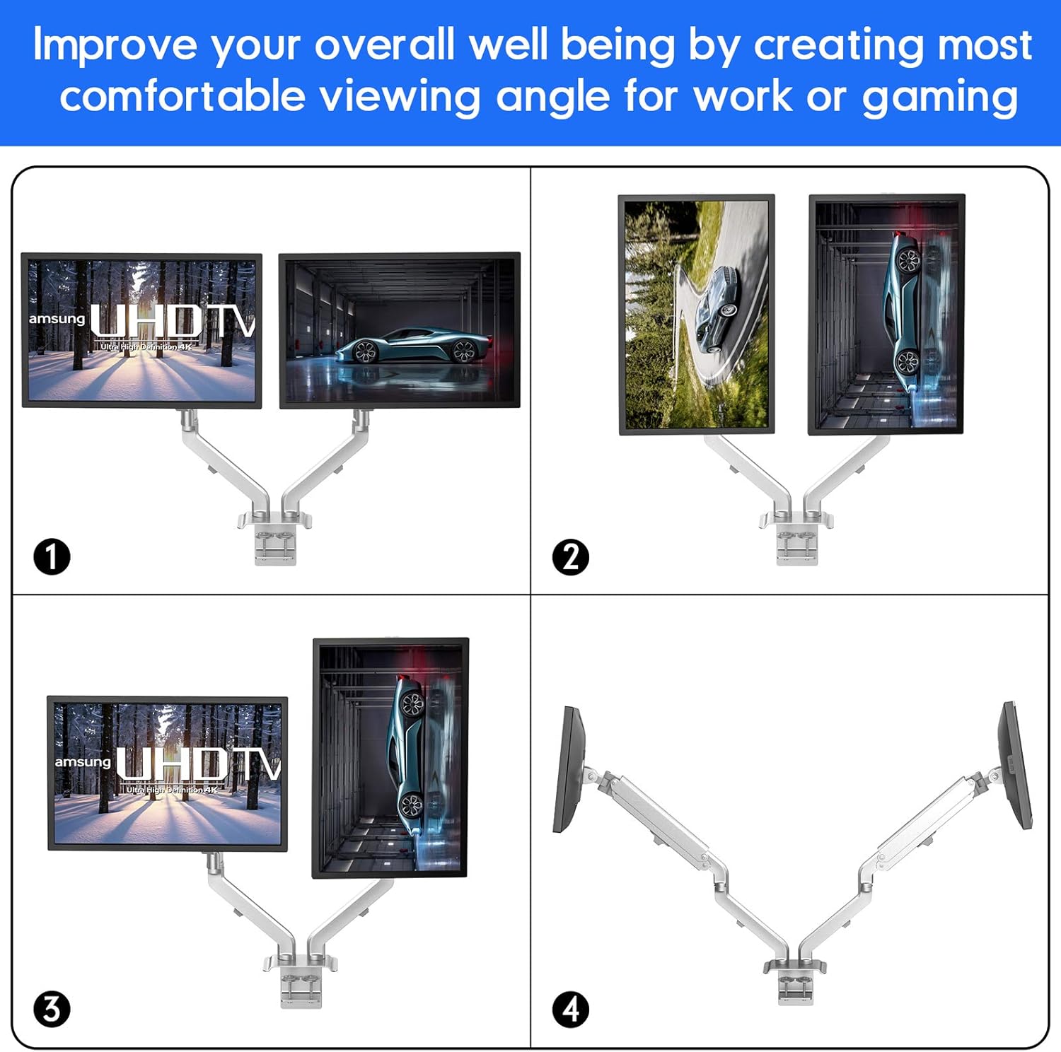 Get Discount 70% Price AboveTEK Dual Monitor Stand for 17-27 Screens, Fully Adjustable Gas Spring Double Arms Monitor Fits 75/100mm VESA Mount, LCD Heavy Duty Desk Stand for 2 Monitors, Each Arm Holds up to 15.4lbs Silver 🛒 Crazy Deals AboveTEK Dual Monitor Stand for 17-27 Screens, Fully Adjustable Gas Spring Double Arms Monitor Fits 75/100mm VESA Mount, LCD Heavy Duty Desk Stand for 2 Monitors, Each Arm Holds up to 15.4lbs Silver