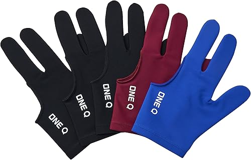 ONEQ 3 dedos guantes de billar Snooker Cue Profesional 3 Colores (Spandex) 5pcsSet