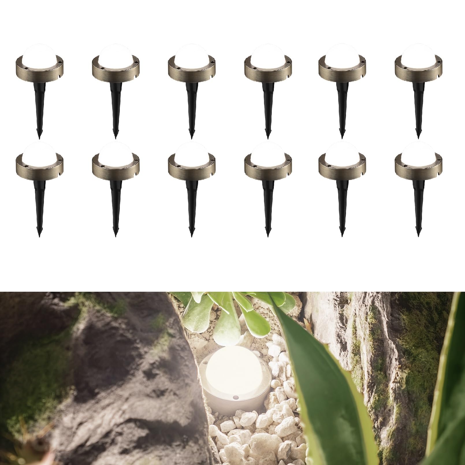 12-Pack LED Well Lights Low Voltage Outdoor, 12V-24V Landscape Path Light, UL Listed, 360lm, IP65 Waterproof Outdoor In-Ground Lights, Aluminum, 2700K Soft White, Black, for Pathway, Fence