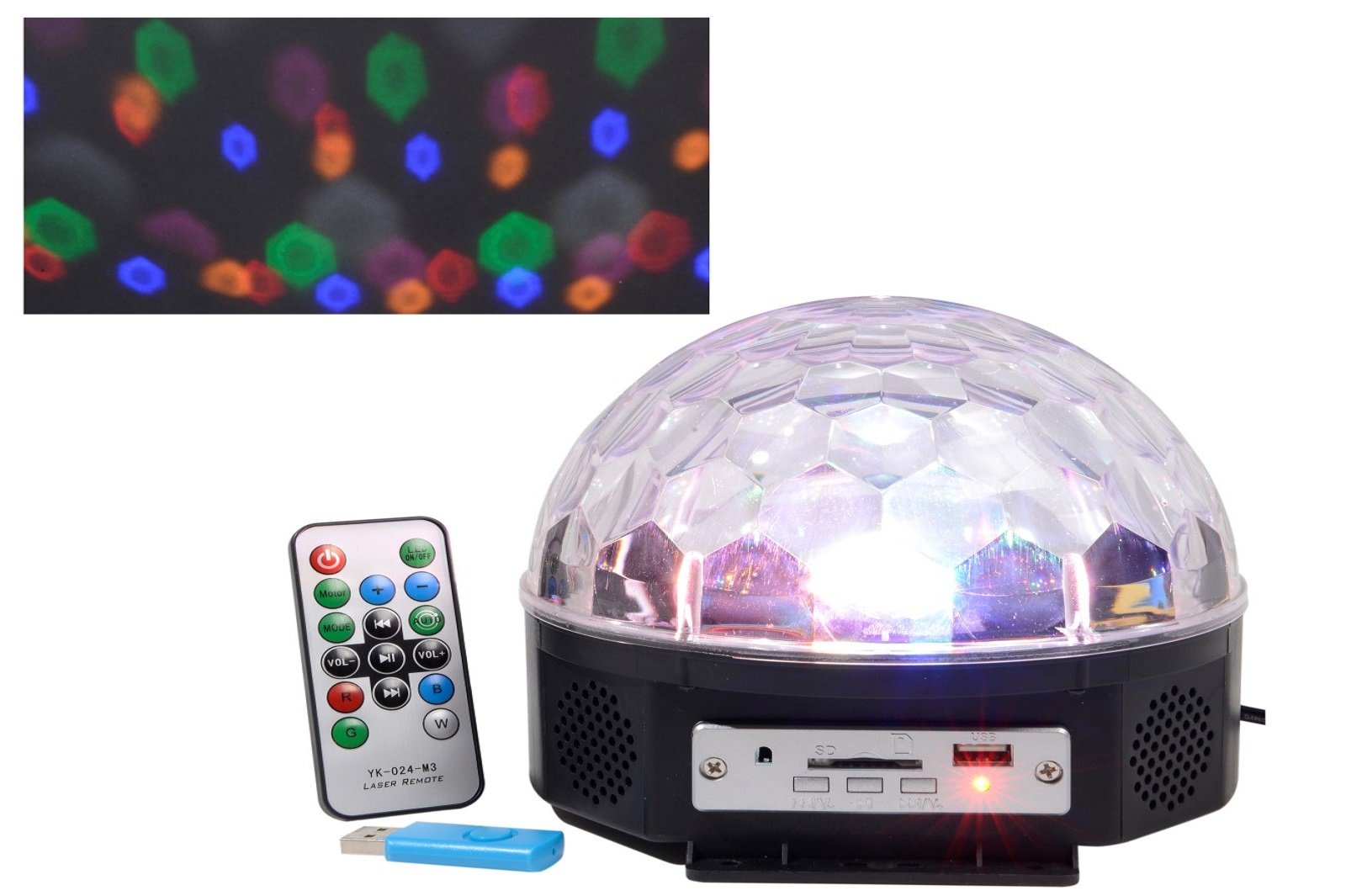 LED Kugel Discokugel Magic MP3 innen bunt