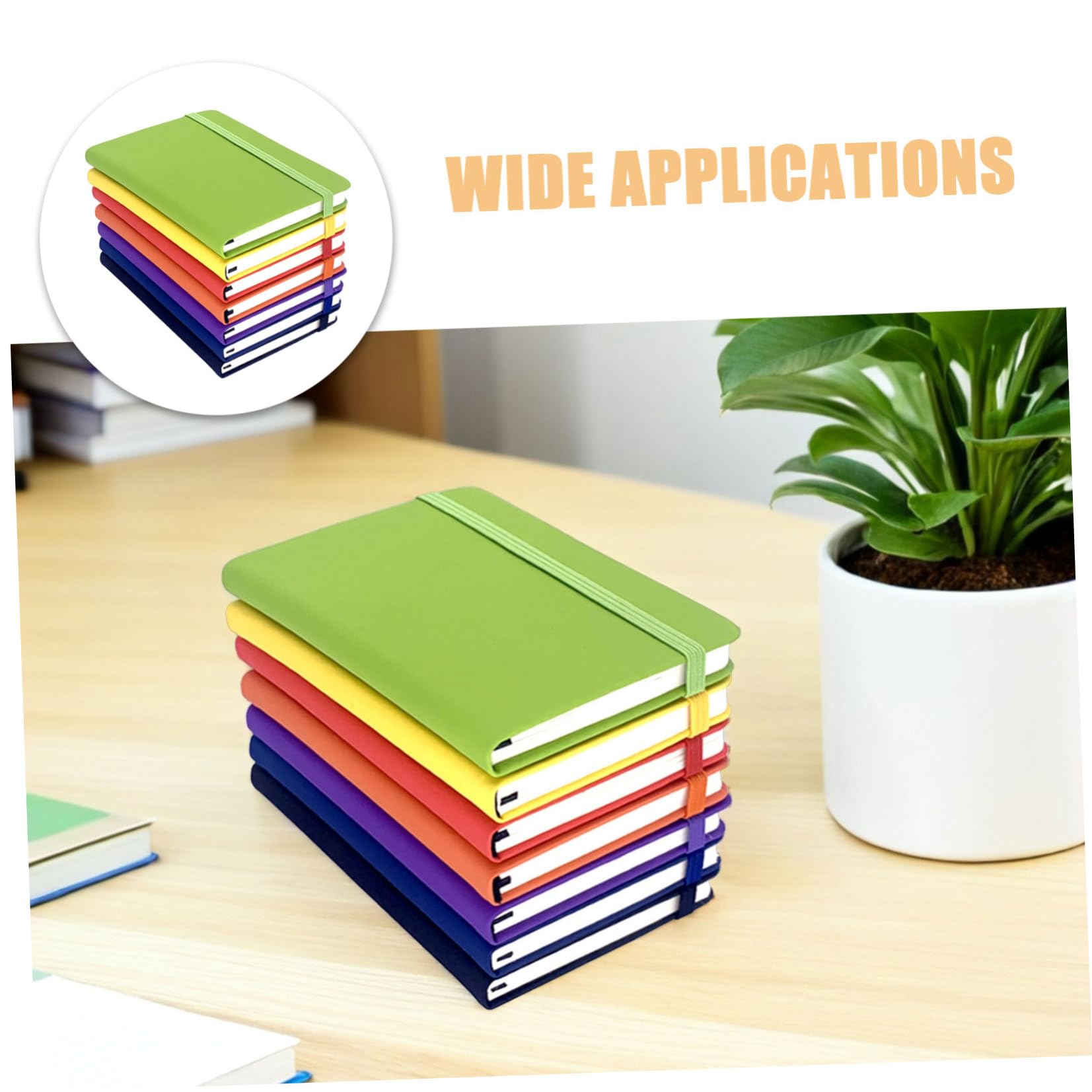 Set 7 Pezzi Quaderni A6 Portatili con Copertina in Pu e Cinturino Elastico, Carta a Righe Antitrabocco per Scuola e Riunioni, Quaderni Piccoli per Appunti