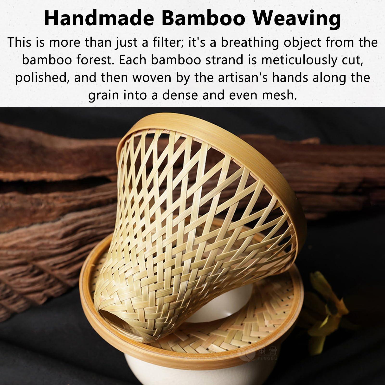Filtro de café de bambú, hecho a mano, duradero y reutilizable, ideal para verter café, gotear y preparar café frío