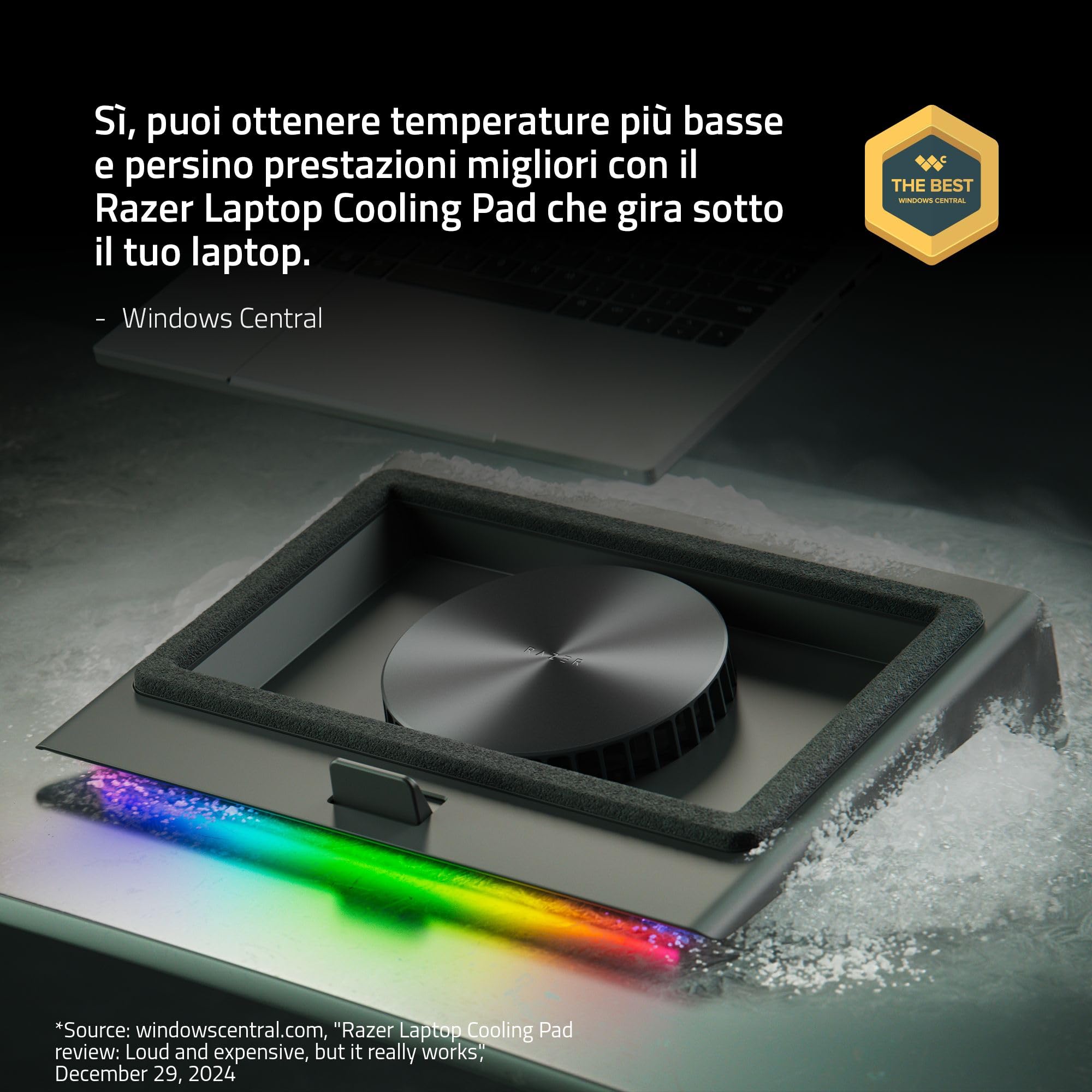 Razer Laptop Cooling Pad 14'-18' Intelligente a Pressione Ermetica Nero