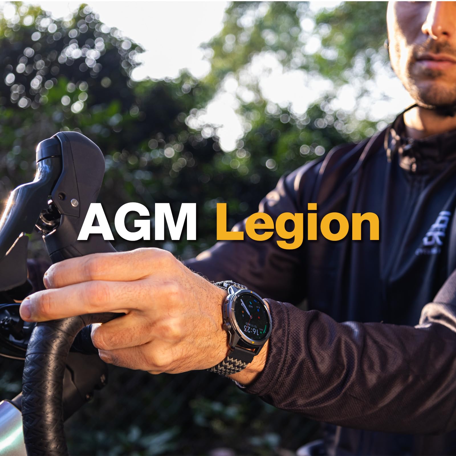 AGM Legion - Orologio intelligente da uomo, impermeabile fino a 5 ATM, antiurto e a prova di caduta, oltre 100 modalità sportive, chiamate Bluetooth, bussola, barometro e altimetro, display AMOLED da