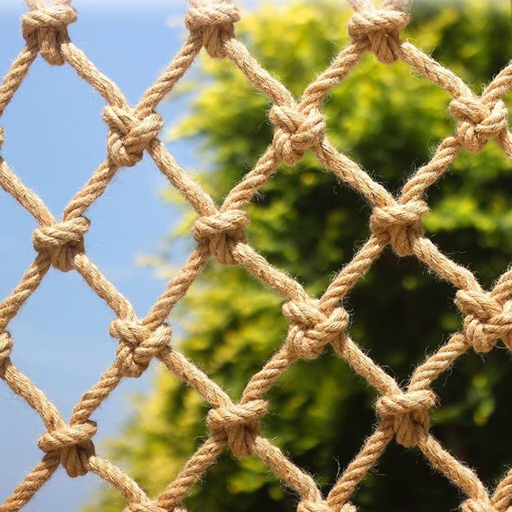 JAQVIVI Pure natural Jute Rope Mesh Safety Mesh Tear-resistant Wall Mesh Children's Pet Protection Mesh Balcony Stairs, Landscape Railing, Garden Decoration