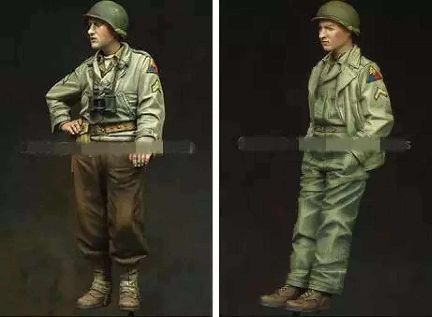 Risjc 1/35 WWII US Tank Crew Resin Soldier Model (2 People, no Tank) unpainted and unassembled Miniature Model kit/D33074