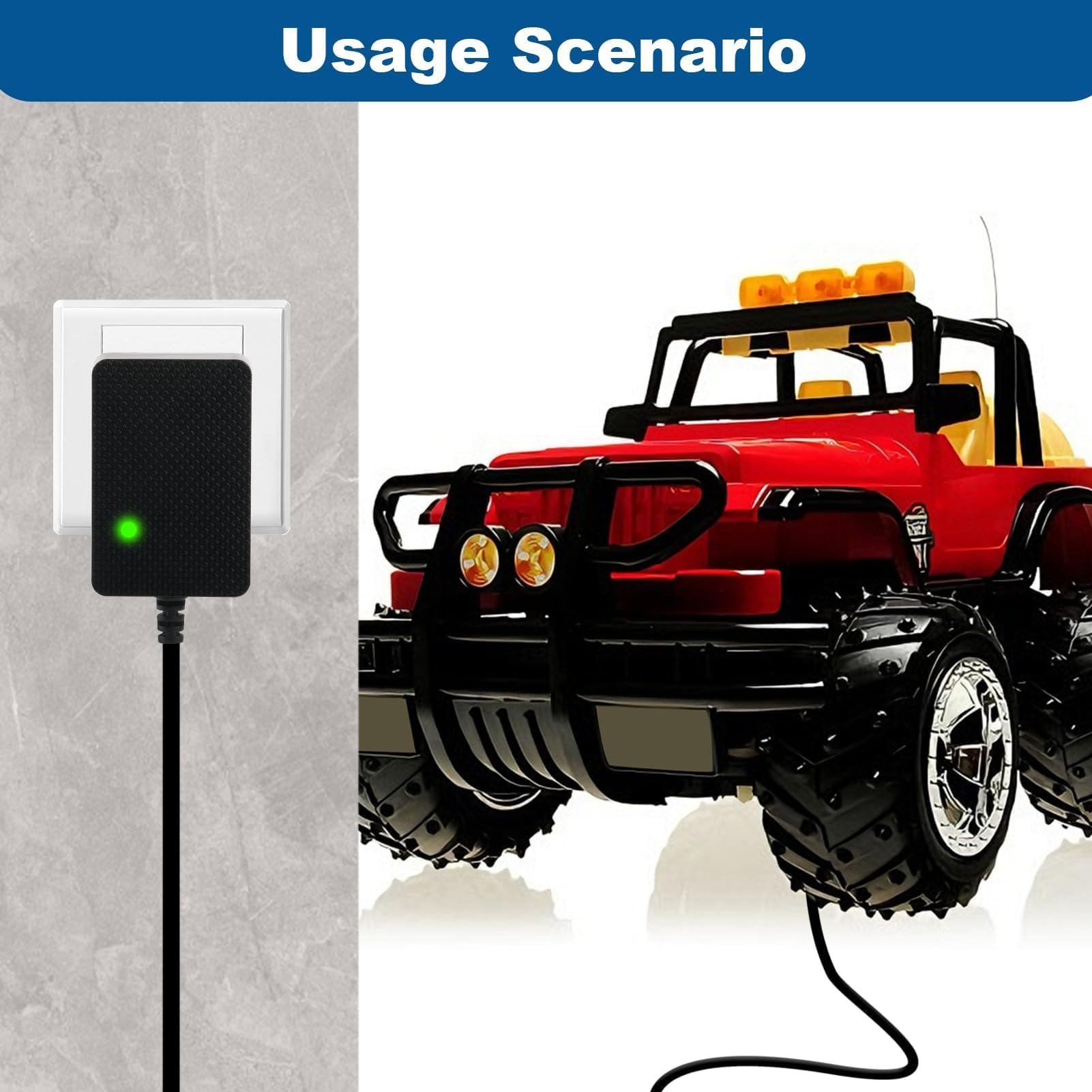 12V 1A Cargador para Coches Eléctricos Niños, Adaptador de Corriente EU para Juguetes Eléctricos SUV, ATV, Moto, Quad, Tractor y Otros 12V 1000mA Vehículos Infantiles, Cable 1.5 m Negro