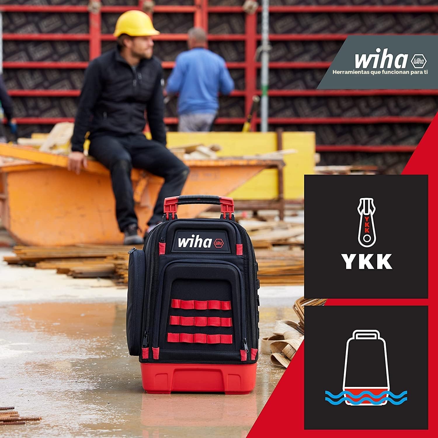 Mochila de herramientas electrico 27 herramientas | (45528) Mochila de trabajo I base estable I compartimento portátil I bolsillos accesorios I bolsa de herramientas