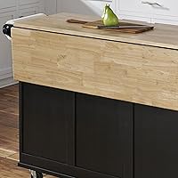 Vista 5 de Homestyles Dolly Madison Carrito de Isla de Cocina Móvil Negro con Barra de Desayuno de Hoja Plegable de Madera
