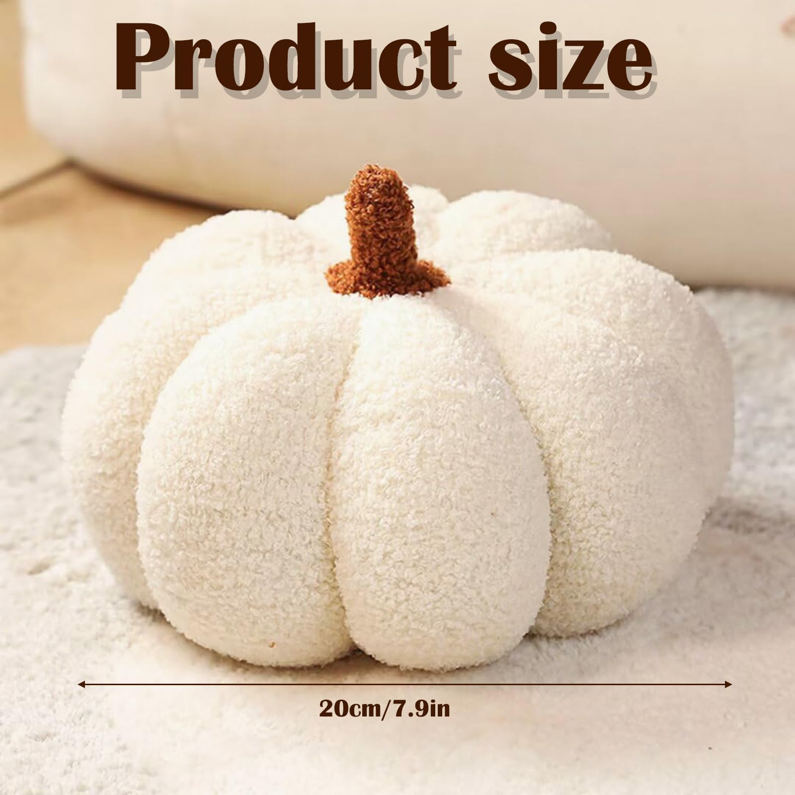 YcsRnn Pumpkin, Fall Decor White Plush Pillow, 20 cm Soft Halloween Decor, Autumn Home Decor for Kids and Adults, Cozy Throw Pillow for Sofa, Party Favors - Image 2