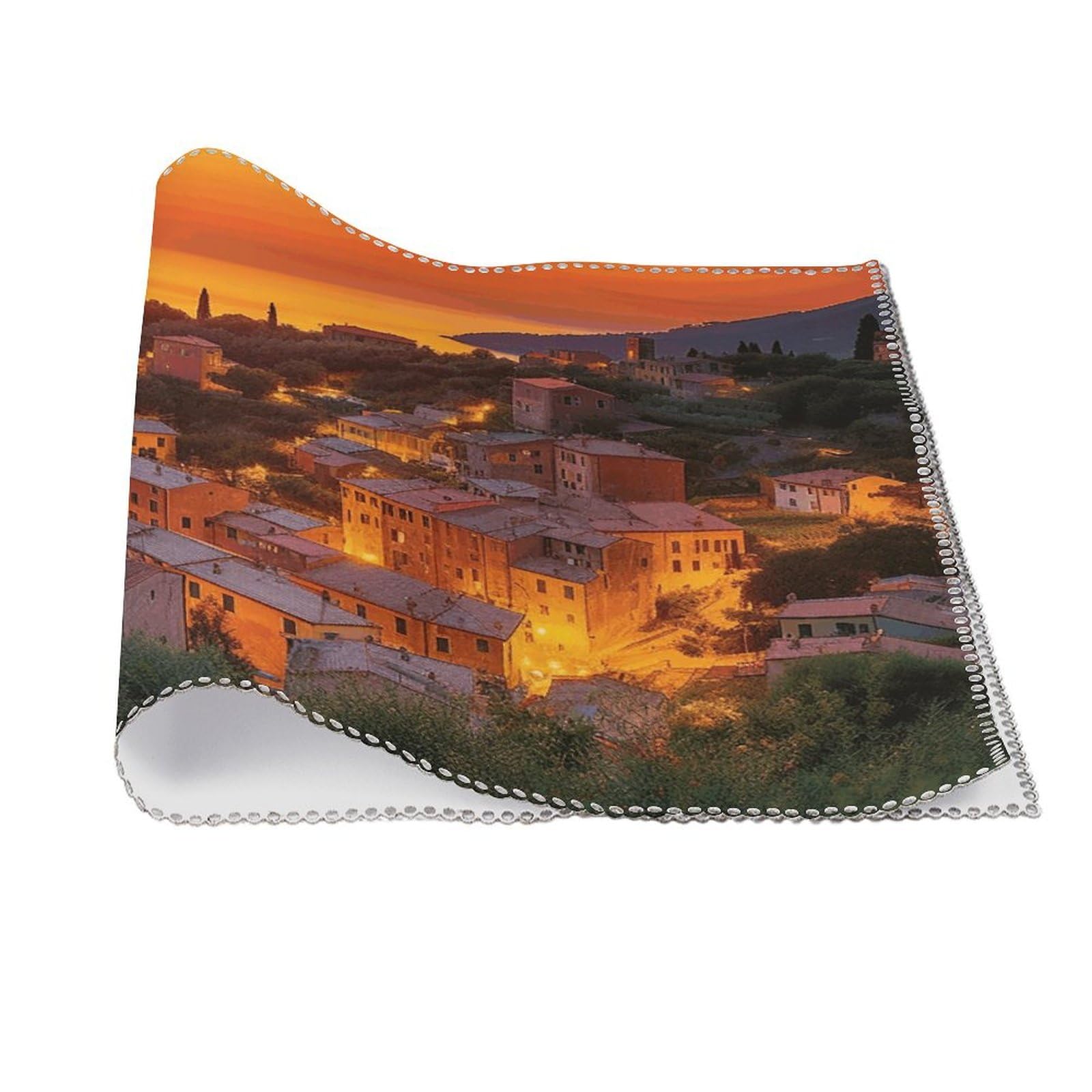 Set Di 4 Tovagliette Porto Al Tramonto Portogallo - 39,5x28,5 Cm, Fondo In Gomma Antiscivolo