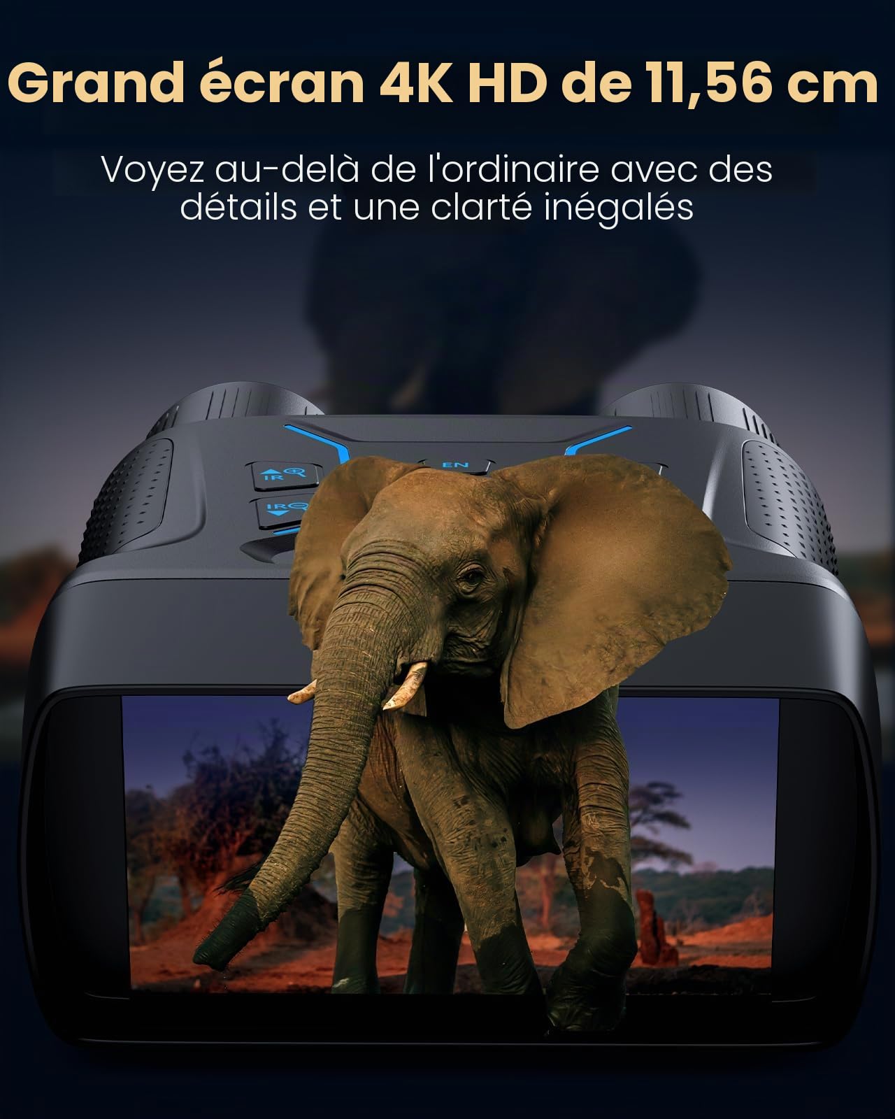 Lunettes de vision nocturne améliorées, jumelles de vision nocturne 4K, grand écran de 11,6 cm, noir complet de 32 Go, zoom numérique 8x, vision nocturne infrarouge 36 MP 7 L pour camping, observation