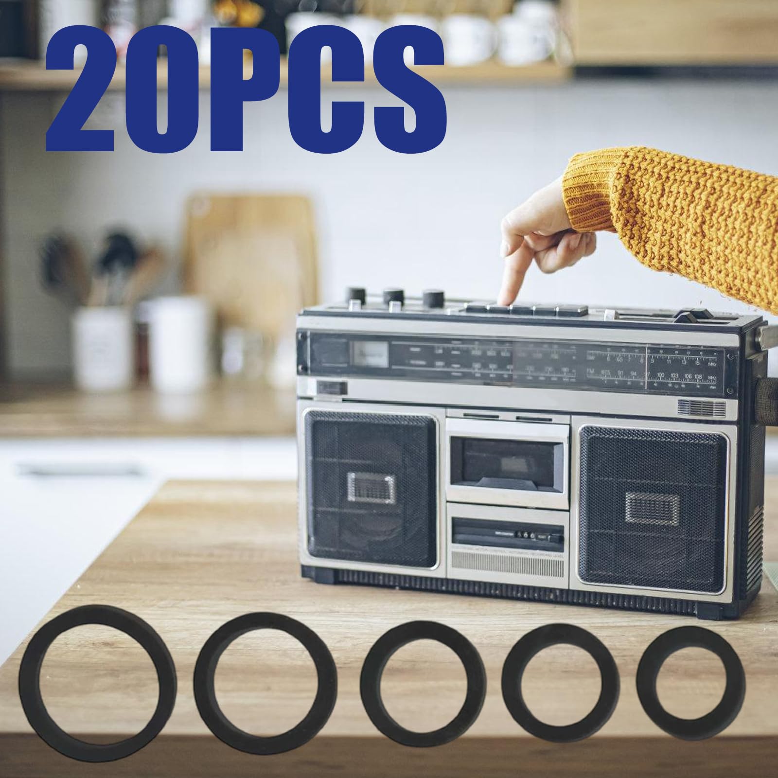 Bulk Set di 100 anelli elastici in gomma resilienti per riparazione radio vintage, dimensioni interne 9-13 mm, funzione liscia, registratore a nastro in gomma