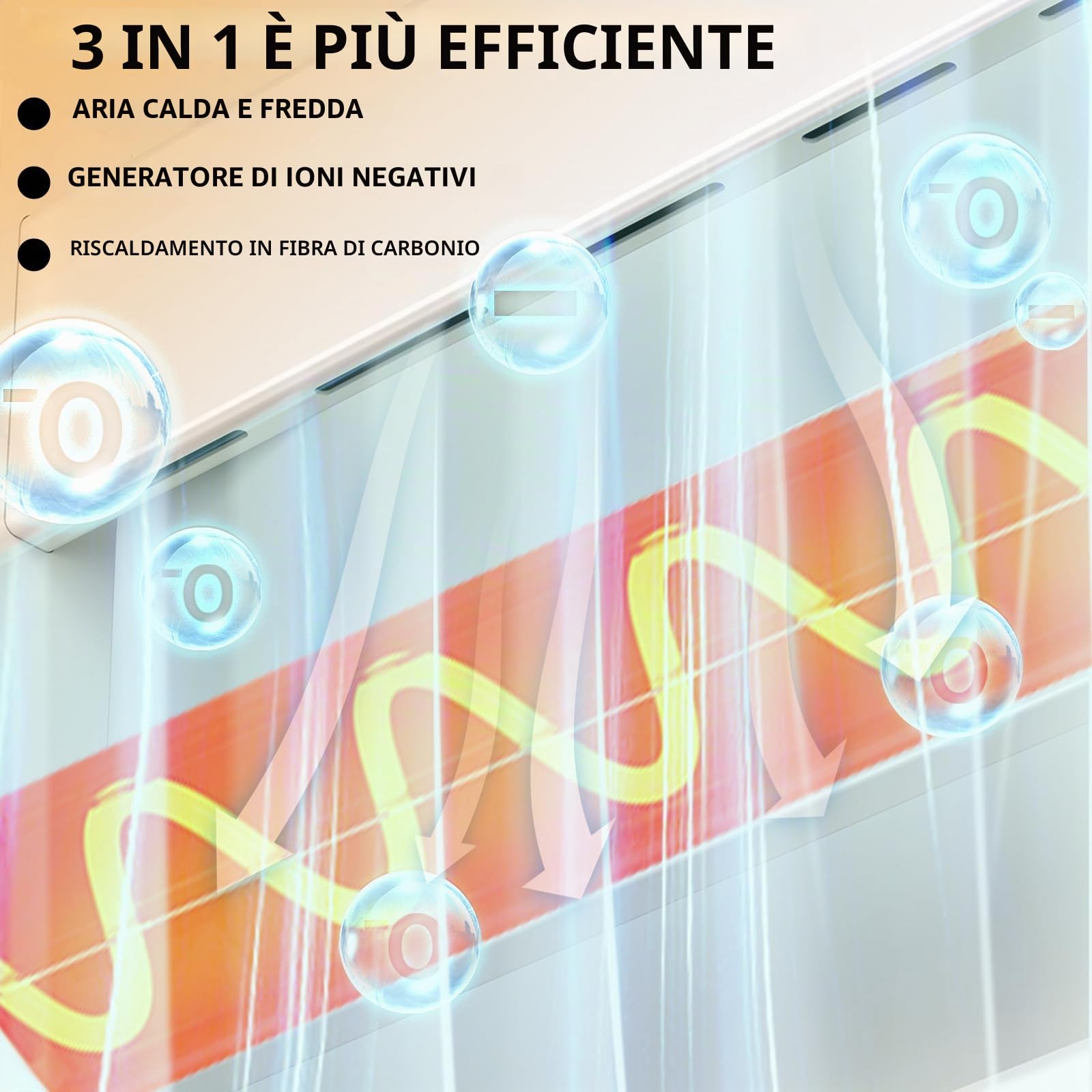 TINS Scaldasalviette Elettrico Bagno, 230 W Termoarredo Elettrico Bagno con Generatore di ioni Negativo e Aria Calda e Fredda a 3 velocità, Termostato Intelligente Display Touch a LED- White R
