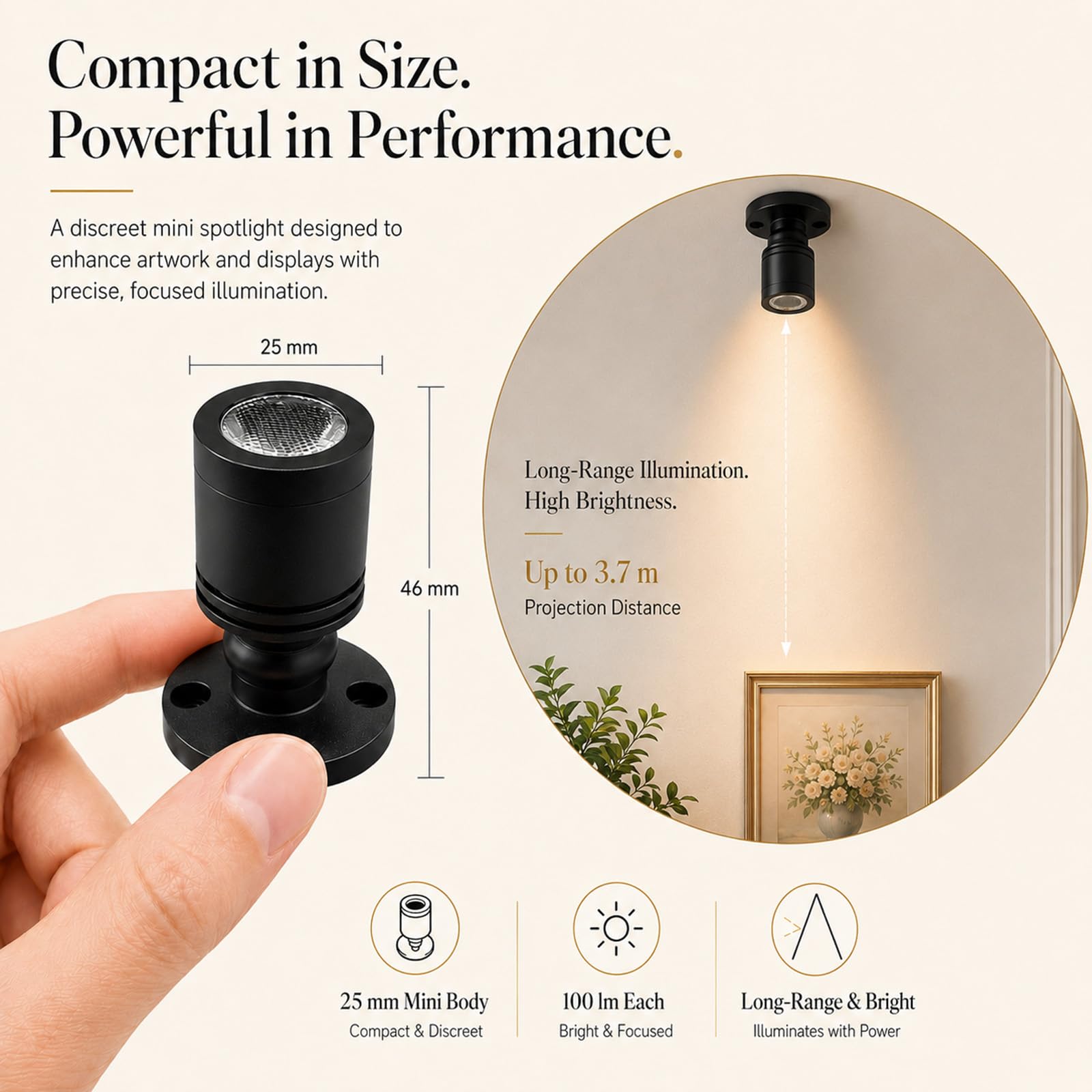 Monsing Focos LED para uso en interiores, iluminación para armarios, luces para cuadros, luces de acento, mini foco LED giratorio de 1 W para armarios, pasillos, galerías, tiendas, joyeros