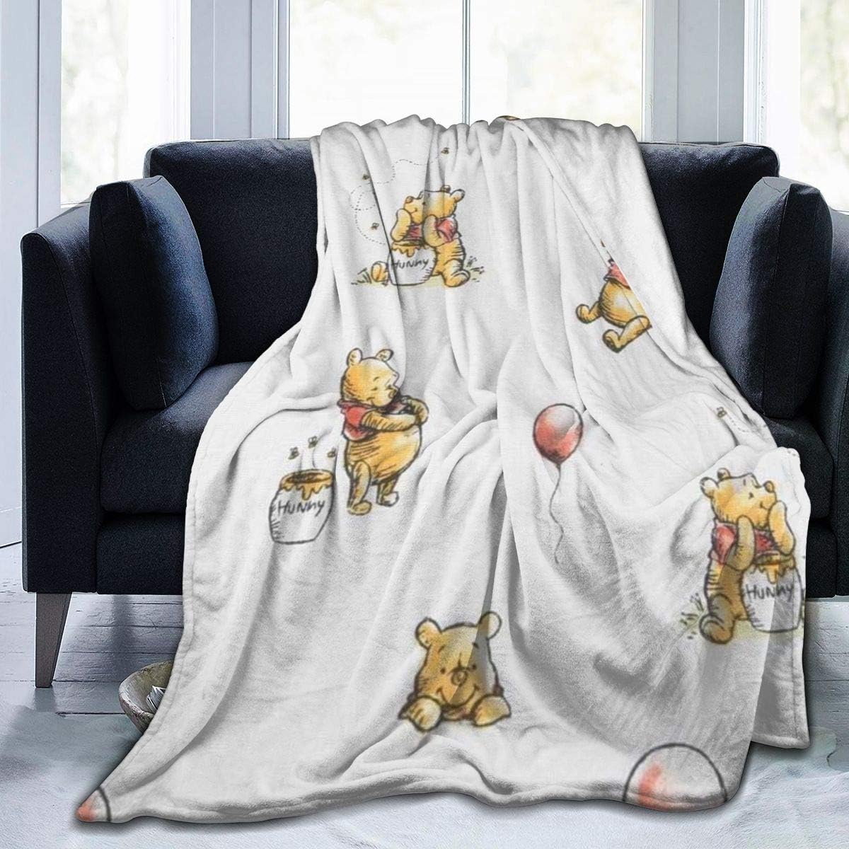 FASHIONDIY Winnie The Pooh Blanket Oversized Warm Adult Super Soft Blanket With Soft Anti-pilling Flannel For Adults & Kids 3D Print 60"x50"