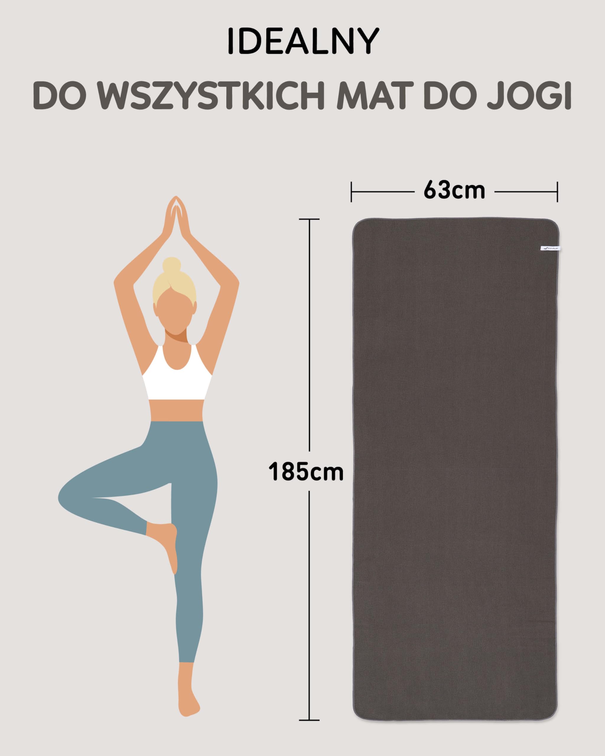 Fit-Flip ręcznik do jogi z mikrofibry – antypoślizgowy ręcznik na matę fitness – szybkoschnący, lekki, chłonny – idealny do hot jogi, pilatesu, fitnessu, treningu (185 x 63 cm - Anthracite)