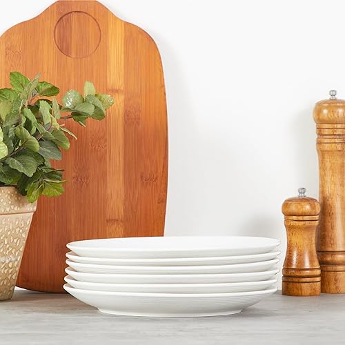 Miniatura 5 de ONEMORE Platos llanos de 10 pulgadas, juego de 6 platos de ensalada de cerámica, platos versátiles para uso diario, fiestas, bodas, ideales para