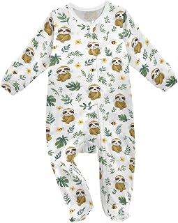 IHCVHQX Baby One-Piece Footies Unisex Infant Cotton Zip Front Romper Jumpsuit Pajamas 0-24 Months