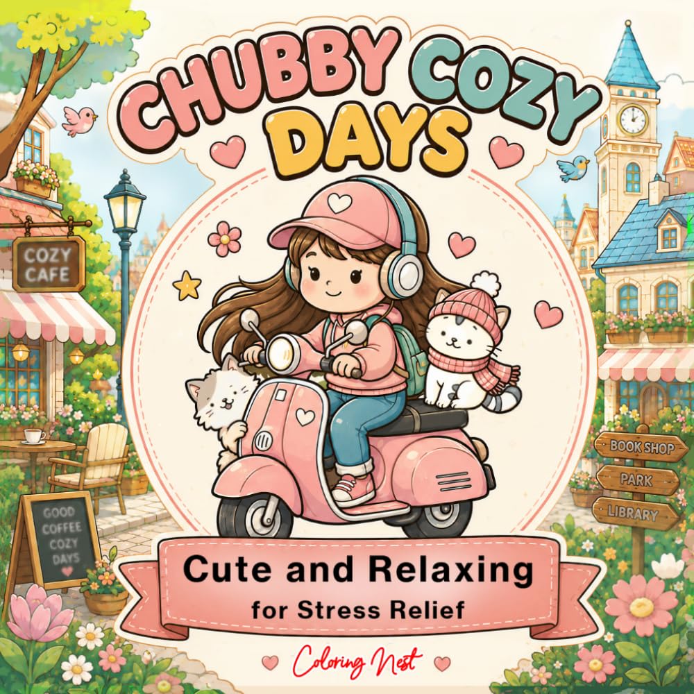 Chubby Cozy Days: Cute and Relaxing Coloring Book for Stress Relief