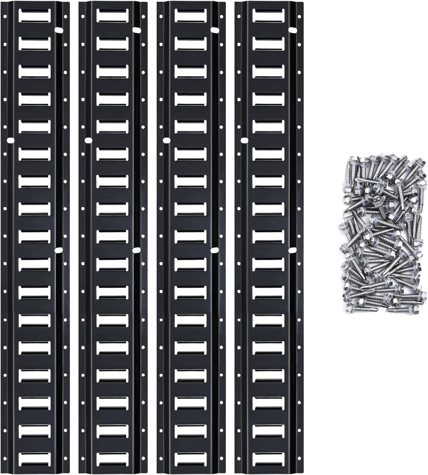 Trekassy E Track Tie-Down Rail Kit with Screws, Heavy Duty 5ft Etrack Rails for Garages, Vans, Trailers, Motorcycle Tie Downs, ATV Mountings(4 Pack)