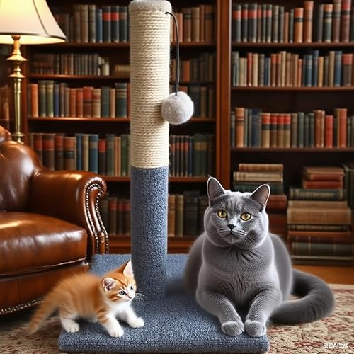 Miniatura 2 de Barelove Torre rascador para gatos, poste rascador alto para gatos, cuerda de sisal natural para gatos de interior, poste rascador de alfombra para