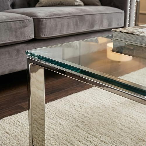 Miniatura 9 de Cortesi Home Remi - Mesa de centro de cristal contemporánea con acabado cromado