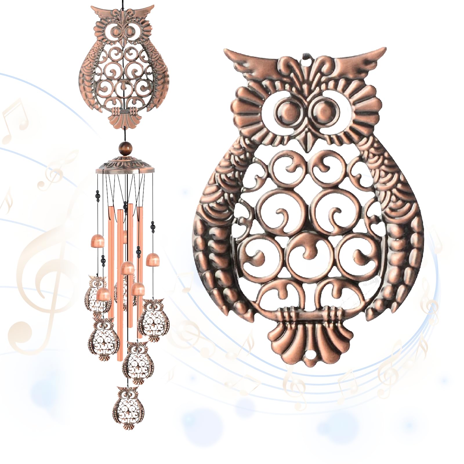Owl Wind Chimes for Outside，- Romantic Wind Catcher Decoration for Outdoor and Indoor Spaces The Guardian of Love, a for Family, Friends, Mothers, Fathers, Grandmothers, and Elders