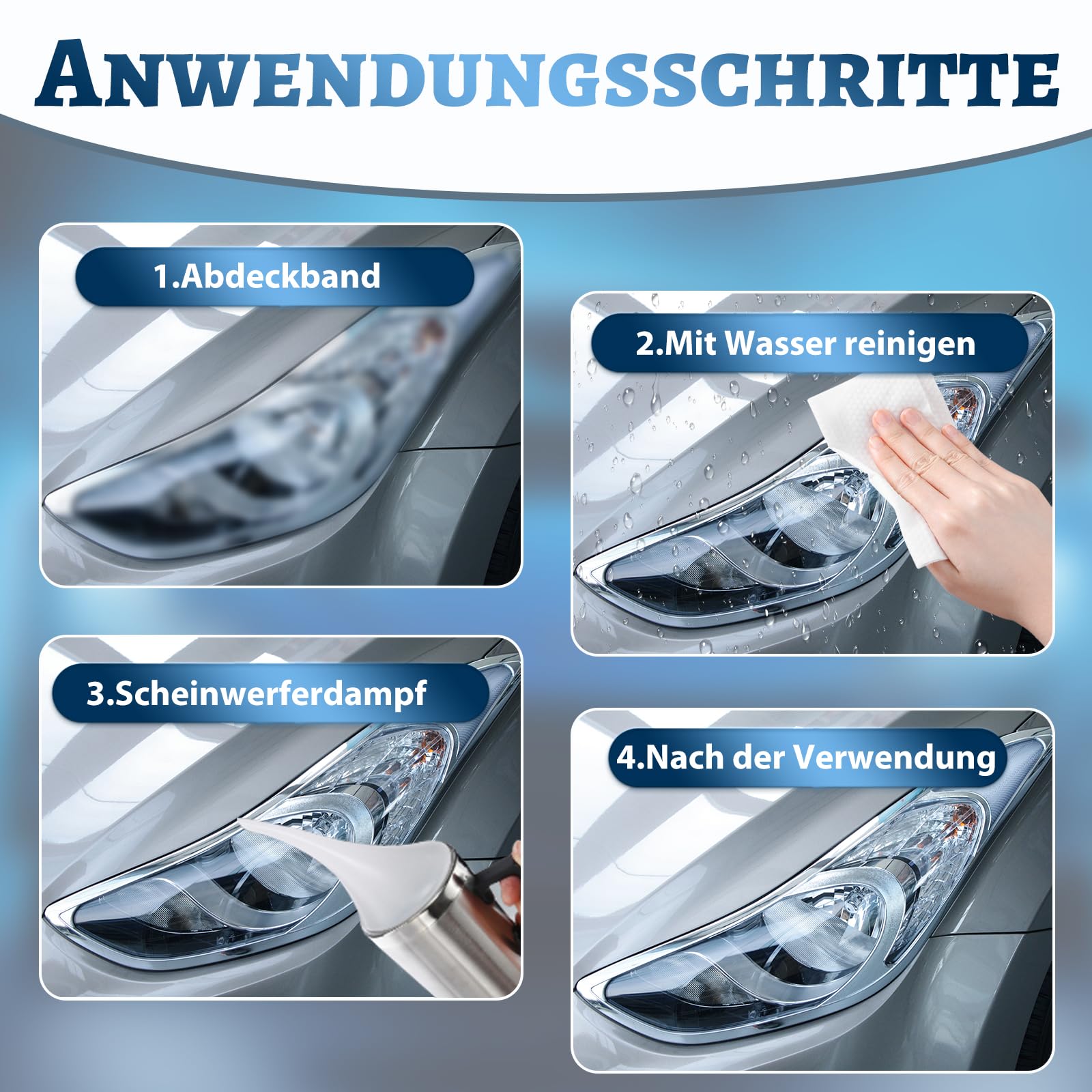 Kit Lucidatura Polimero 200+800g Pulizia Rinnova Fari Elimina Graffi - Foto 13