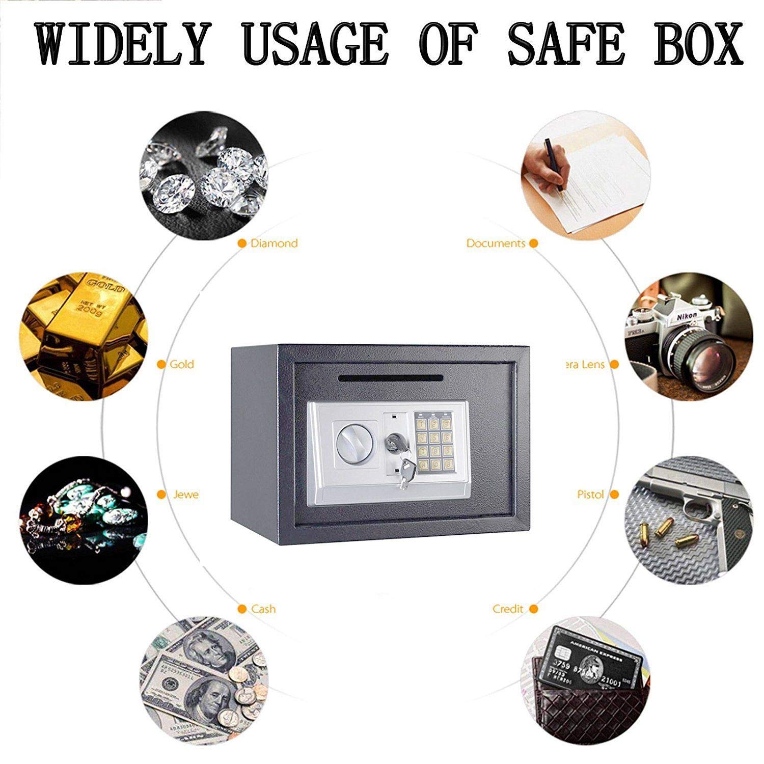 4.6-16L DIGITAL STEEL SAFE ELECTRONIC SECURITY HOME OFFICE MONEY CASH