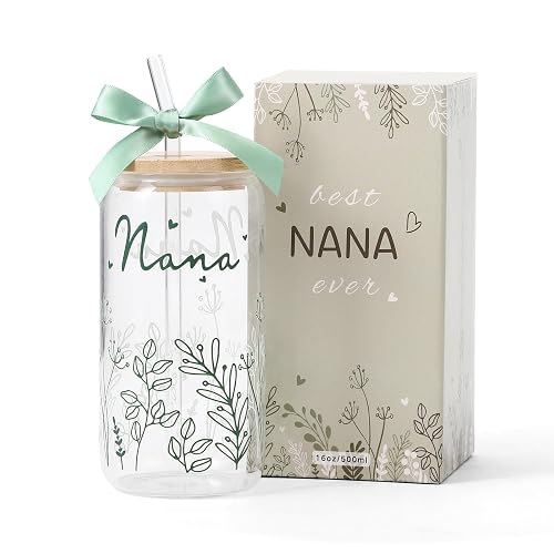 Gifts for Nana Grandma Gift Cute Bow Glass Cup with