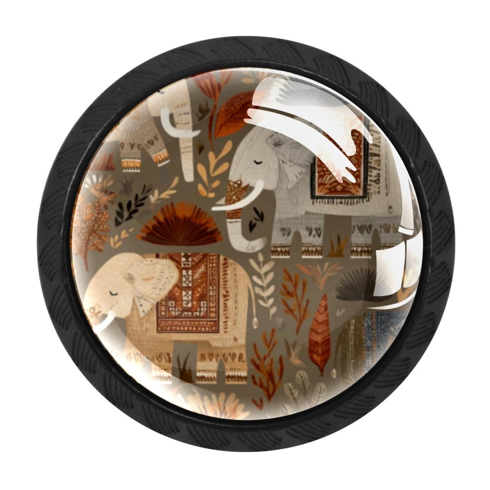CHENZZZZ Boho Indian Elephants (1) Drawer Knobs 4 Pack Crystal Dresser Knobs 35mm Glass Cabinet Knobs for Home Office Bathroom
