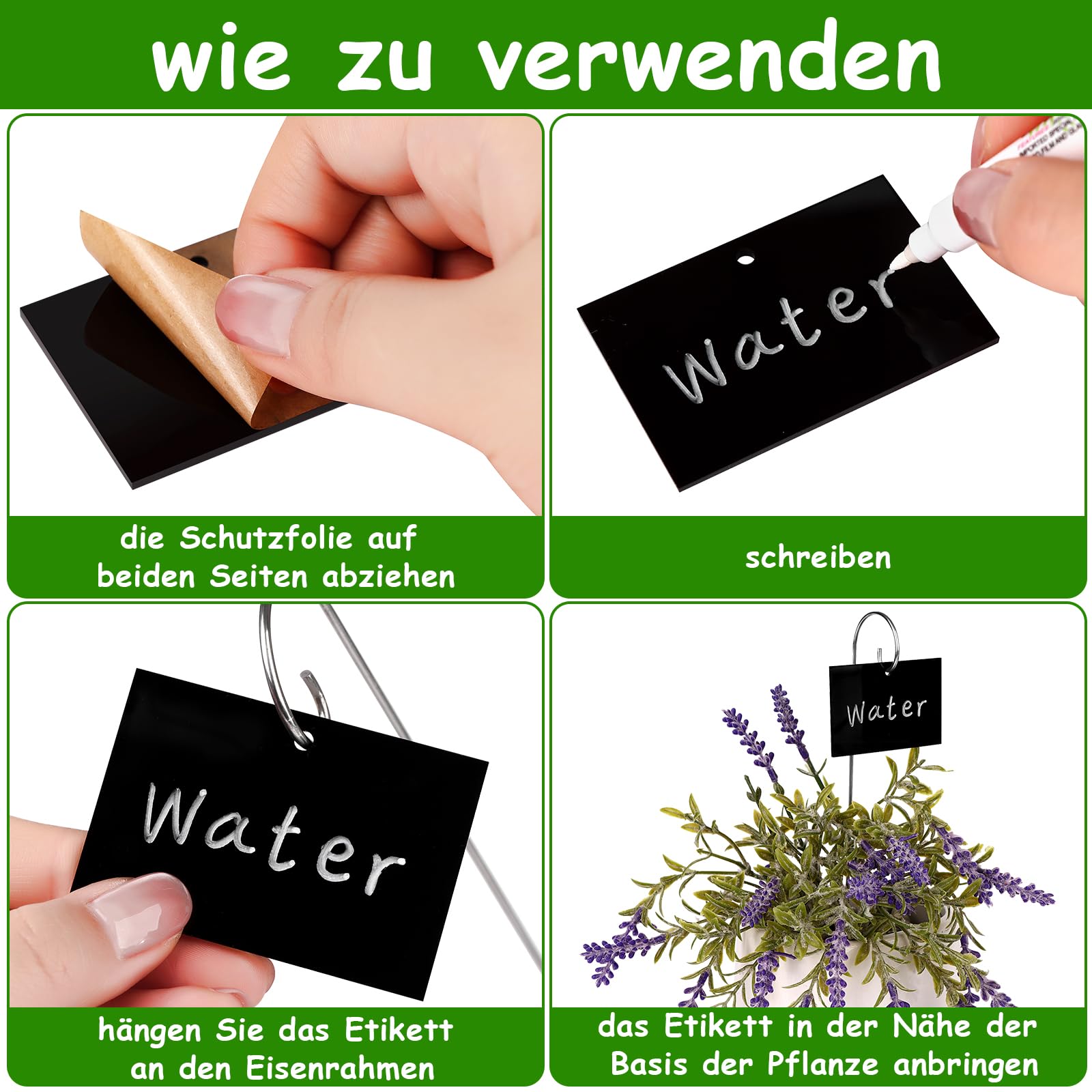 30 Stück Rechteck Pflanzenetiketten Gartenetiketten Pfähle mit Stift Pflanzenmarkierungen für den Garten im Freien Pflanzenetiketten für Topfpflanzen Samen Blumen