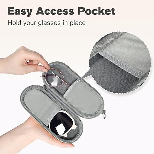 Miniatura 3 de Estuche doble para anteojos, organizador de lentes de sol con cierre de cremallera, caja de almacenamiento de gafas para hombres y mujeres de viaje