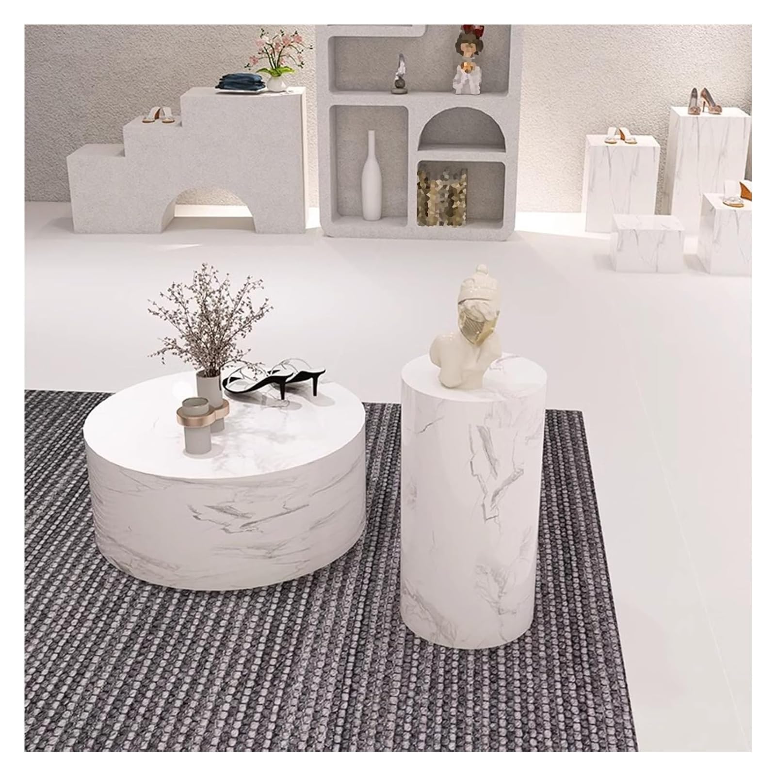 JINMLBO Mannequin Display Pedestal Stands, Decor Display Plinth Stands for Wedding Birthday Banquet Event, Round Platform Base Stand for Retail Stores Shoe/Bags(40x40x120cm)