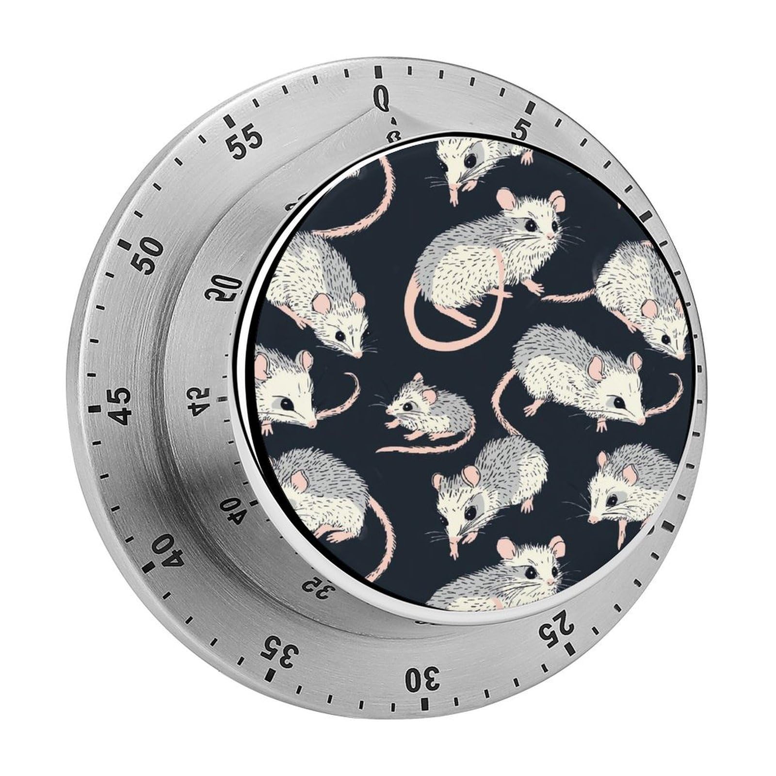 Cartoon Possums Pattern Mechanical Timer with Alarm for Kitchen Cooking Productivity Stainless Steel Timers