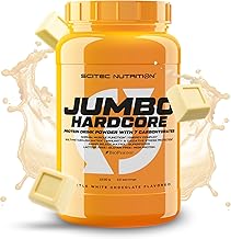 Scitec Nutrition Jumbo Hardcore, Weight Gainer hyperprotéiné avec Amino Select Matrix, Superfoods, Creatine et 7 hydrates de carbone, Sans Gluten et Sans Lactose, 1530 g, Nougatine-chocolat blanc