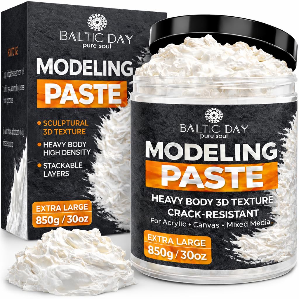 BALTIC DAY - Modeling Paste, 850g/30oz Extra Large Texture Paste for Canvas Painting, Thick White Acrylic Modeling Paste for Texture Art, Mixed Media, Painting, DIY Crafts