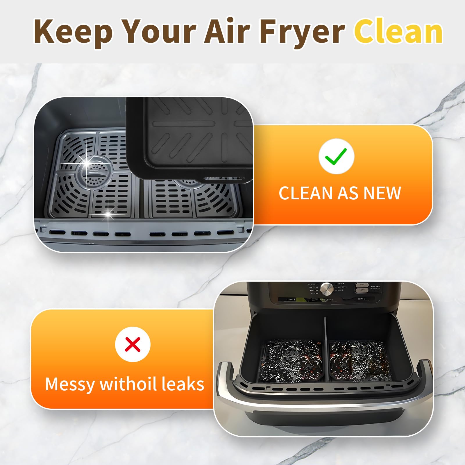 Moule Silicone Air Fryer COSORI 10L Twinfry - Antiadhésif Sans BPA - Résistant à 240°C - Accessoire Friteuse Sans Huile