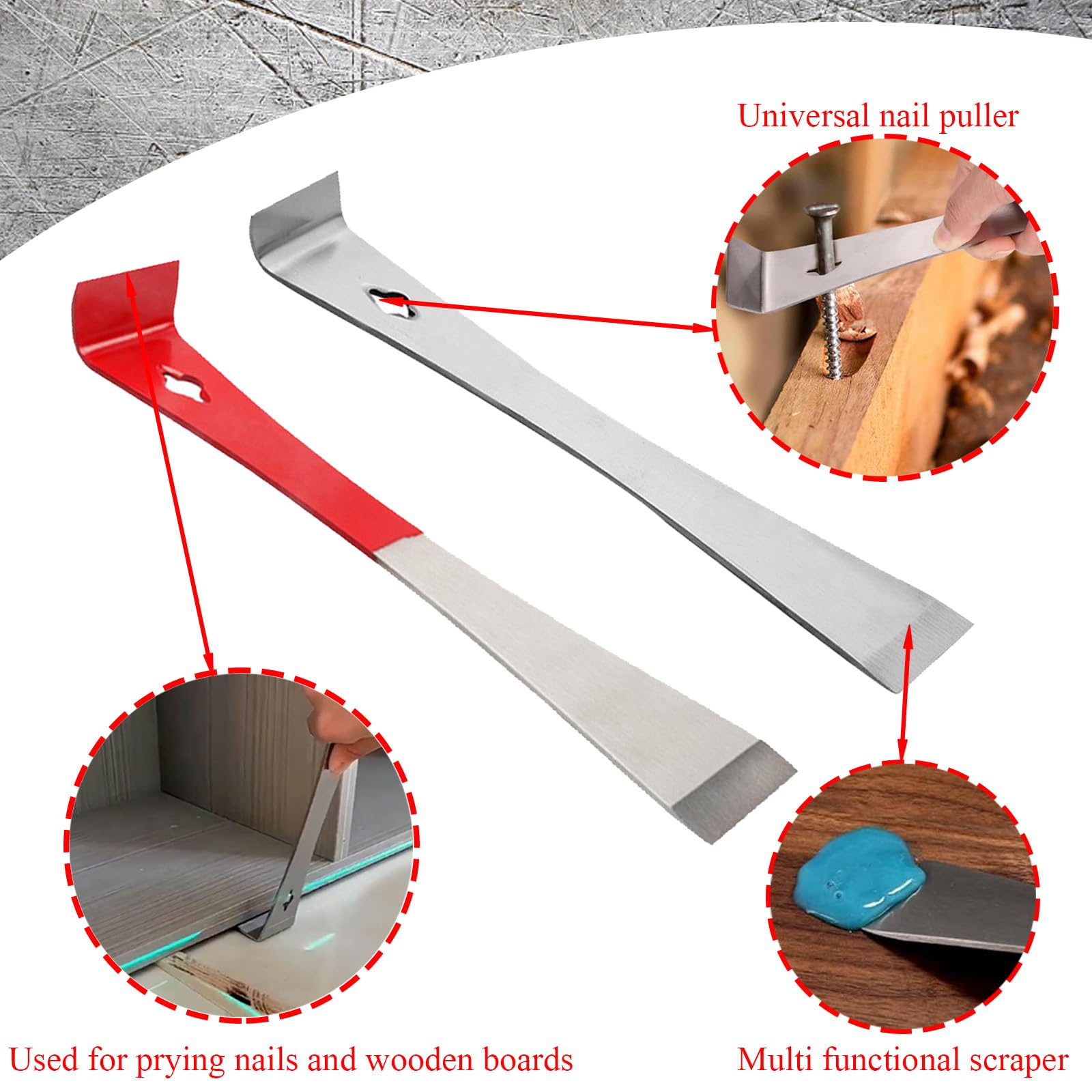 2 Pcs Pry Bar, 10.23 in and 9.25in Crowbar Set, Steel Crow Bar, Comes with Nail Puller - Image 3