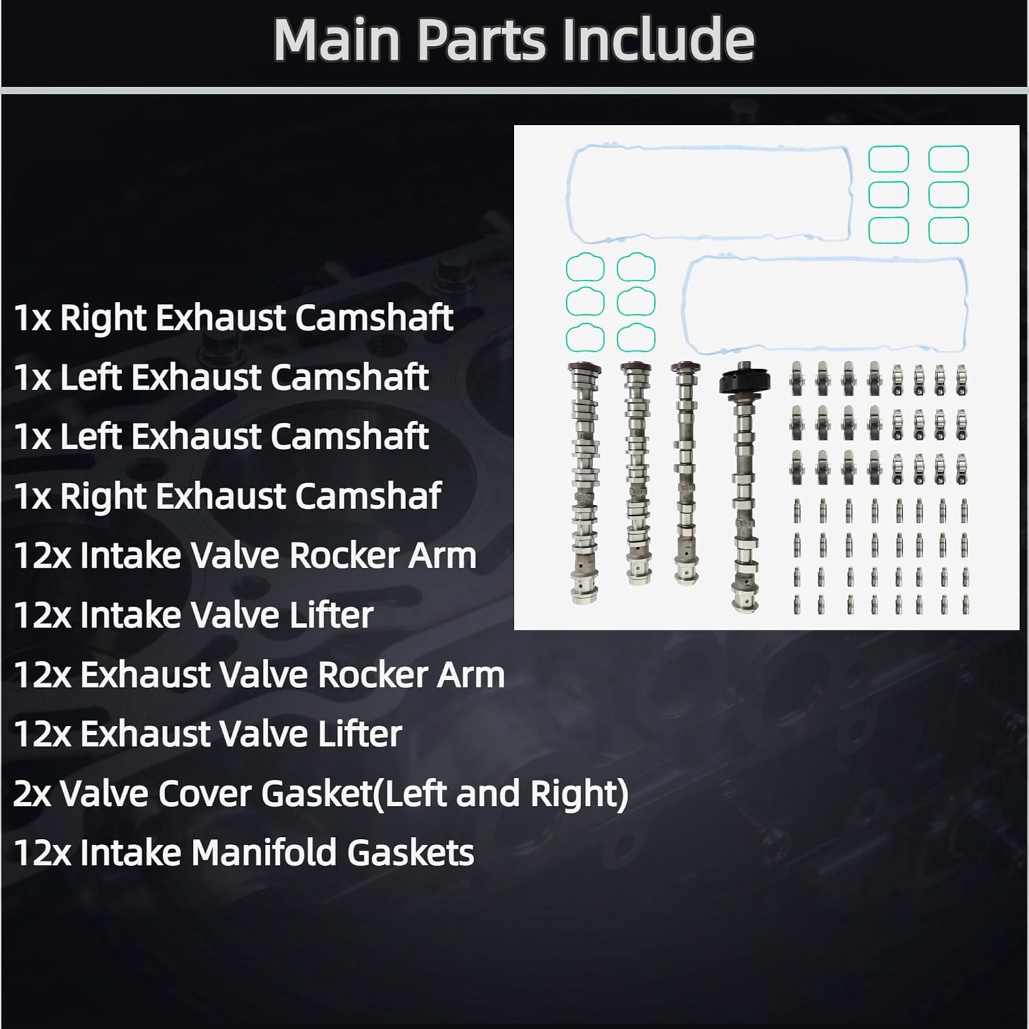 3.6 DOHC Engine Camshafts Rockers Arm Lifters Kit For Chrysler Pacifica DODGE DURANGO JEEP GRAND CHEROKEE WRANGLER 3.6L V6 2016-2024 05048029AC 05048030AD 68661146AA 68661147AB